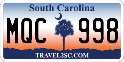 SC license plate MQC998