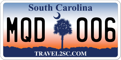 SC license plate MQD006