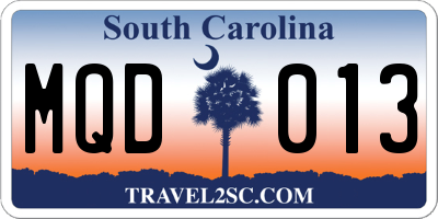 SC license plate MQD013