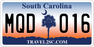SC license plate MQD016