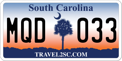 SC license plate MQD033