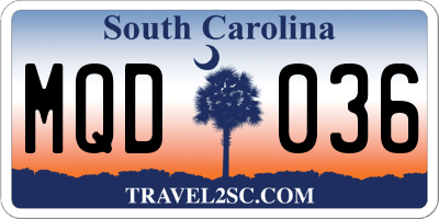 SC license plate MQD036