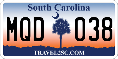 SC license plate MQD038