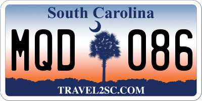 SC license plate MQD086