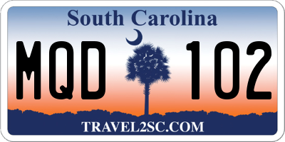 SC license plate MQD102