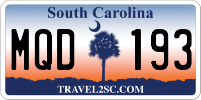 SC license plate MQD193