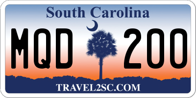 SC license plate MQD200