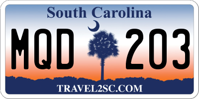 SC license plate MQD203