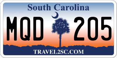 SC license plate MQD205