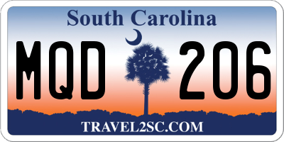 SC license plate MQD206