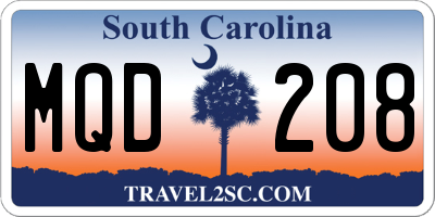 SC license plate MQD208