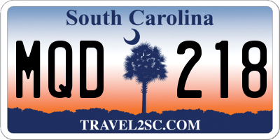 SC license plate MQD218