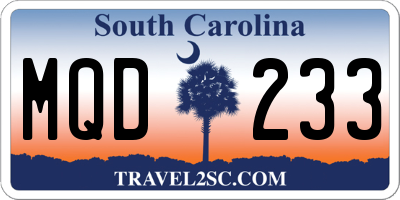 SC license plate MQD233