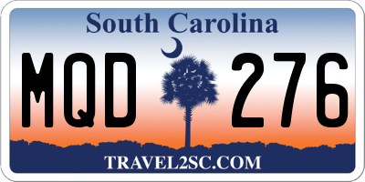 SC license plate MQD276