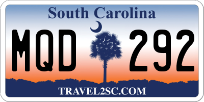 SC license plate MQD292