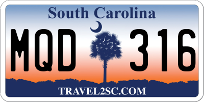SC license plate MQD316