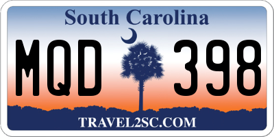 SC license plate MQD398