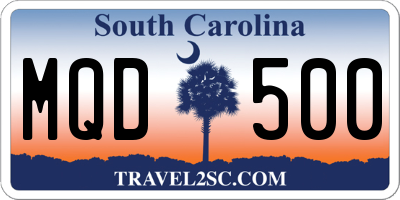 SC license plate MQD500