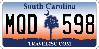 SC license plate MQD598
