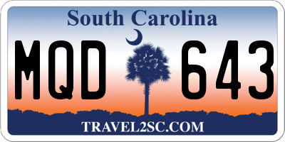 SC license plate MQD643