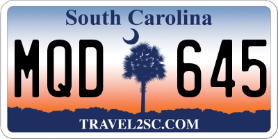 SC license plate MQD645