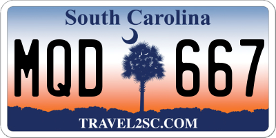 SC license plate MQD667