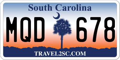 SC license plate MQD678