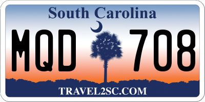 SC license plate MQD708