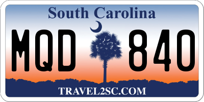 SC license plate MQD840