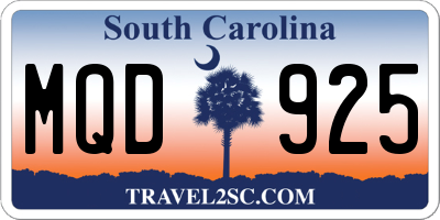 SC license plate MQD925