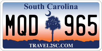 SC license plate MQD965