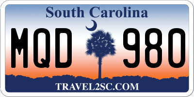 SC license plate MQD980