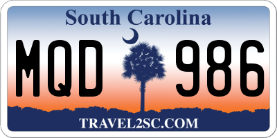 SC license plate MQD986
