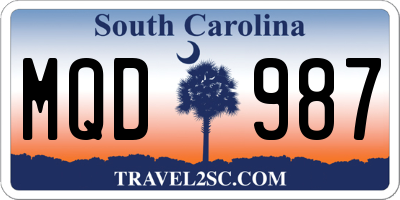 SC license plate MQD987