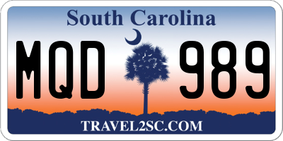 SC license plate MQD989