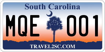 SC license plate MQE001