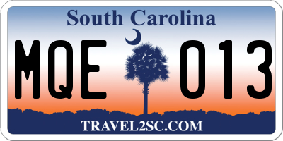 SC license plate MQE013