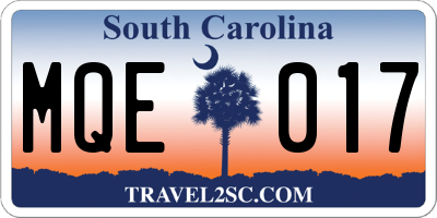 SC license plate MQE017