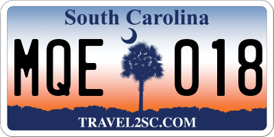SC license plate MQE018