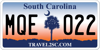 SC license plate MQE022