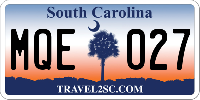 SC license plate MQE027