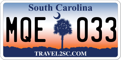 SC license plate MQE033