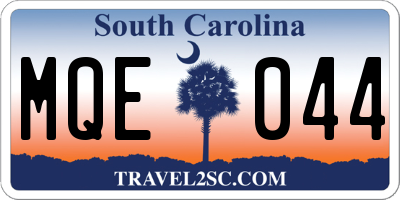 SC license plate MQE044