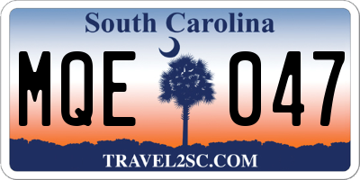 SC license plate MQE047