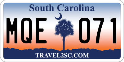 SC license plate MQE071