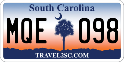 SC license plate MQE098