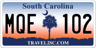 SC license plate MQE102