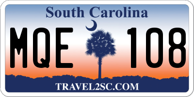 SC license plate MQE108