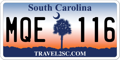 SC license plate MQE116