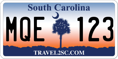 SC license plate MQE123